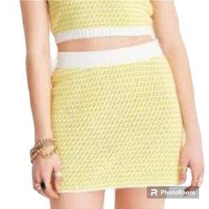 Future Collective Yellow and White Knit Checkerboard Skirt